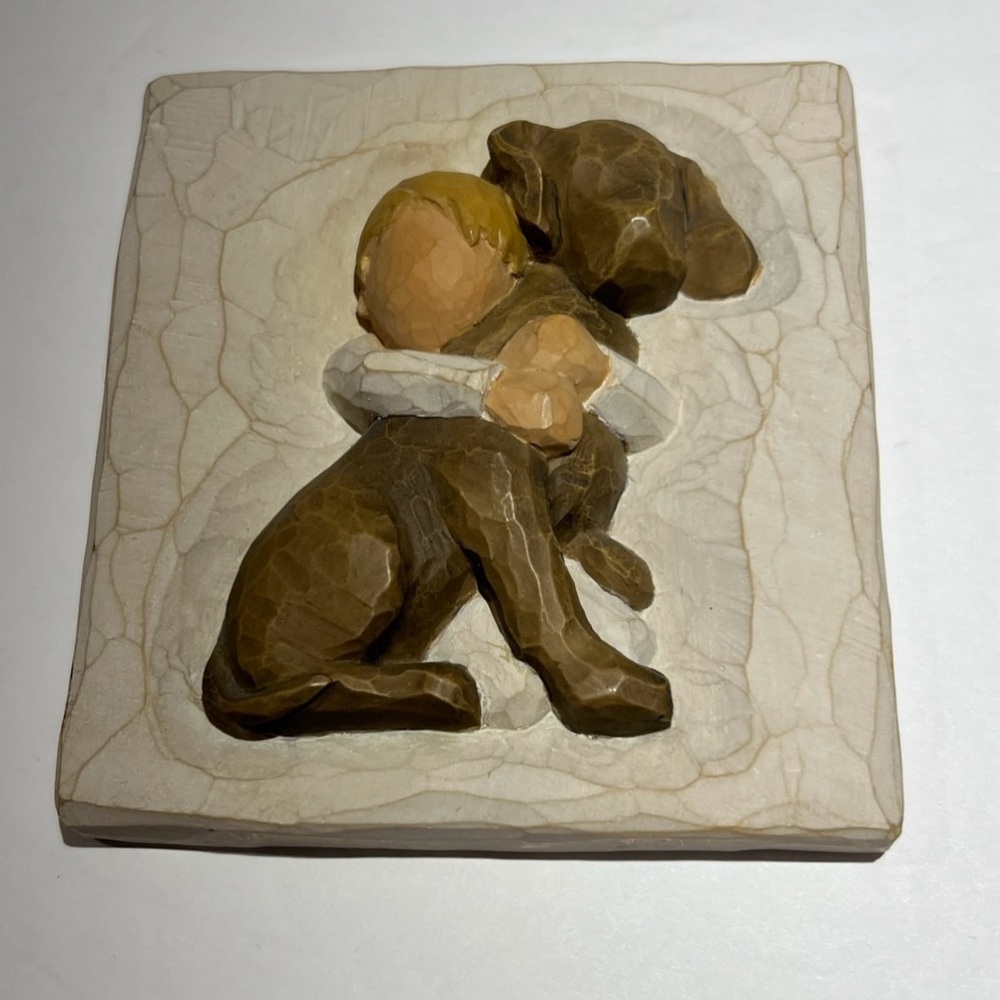 Willow tree HUG plaque “ A Boundless Love “ boy and dog DEMDACO Susan Lordi 2003